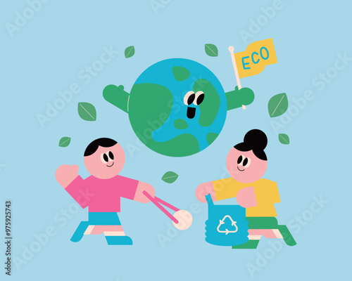 WebEnvironmental protection. Environmental protection movement for the Earth. Picking up trash. environmental movement. cute character