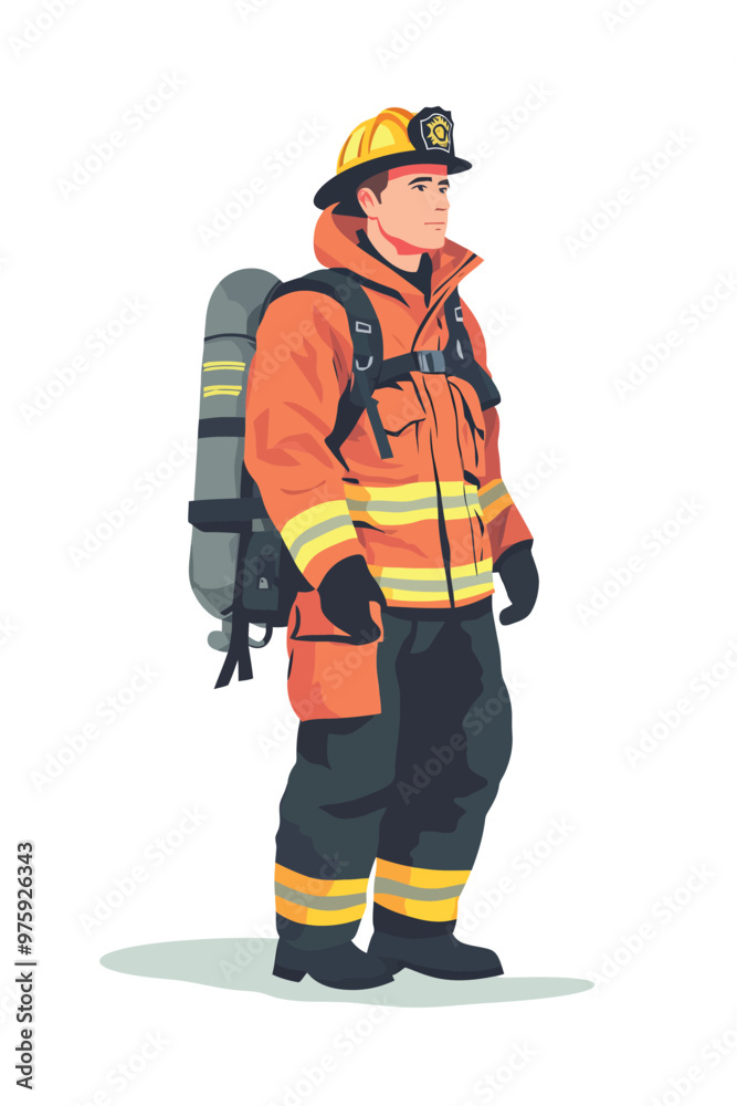 A fireman wearing firemen outfit A fireman wearing firemen outfit
