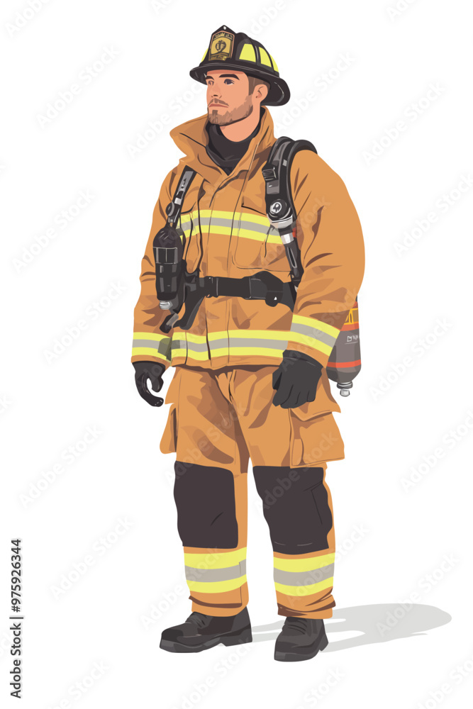 A fireman wearing firemen outfit A fireman wearing firemen outfit