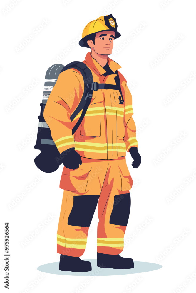 A fireman wearing firemen outfit A fireman wearing firemen outfit