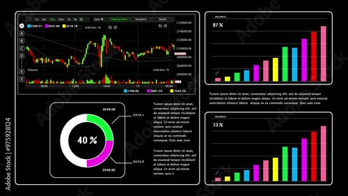 Animated, colorful business summary dashboards presenting data in an organized, visually appealing way. Enhance communication with vibrant charts for impactful and easy-to-understand business insights