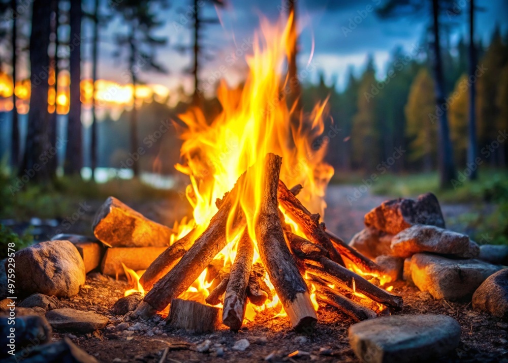 A cozy gathering around the campfire under the starry sky. A cozy gathering around the campfire under the starry sky.