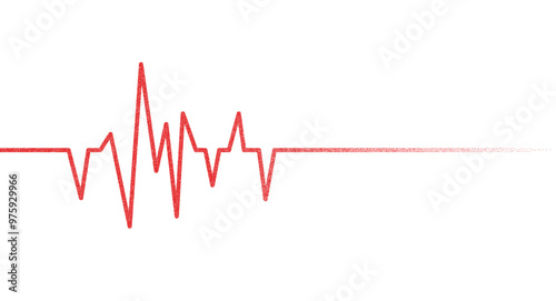Stipple effect Red heart beat pulse or heart rhythm signal on isolated background