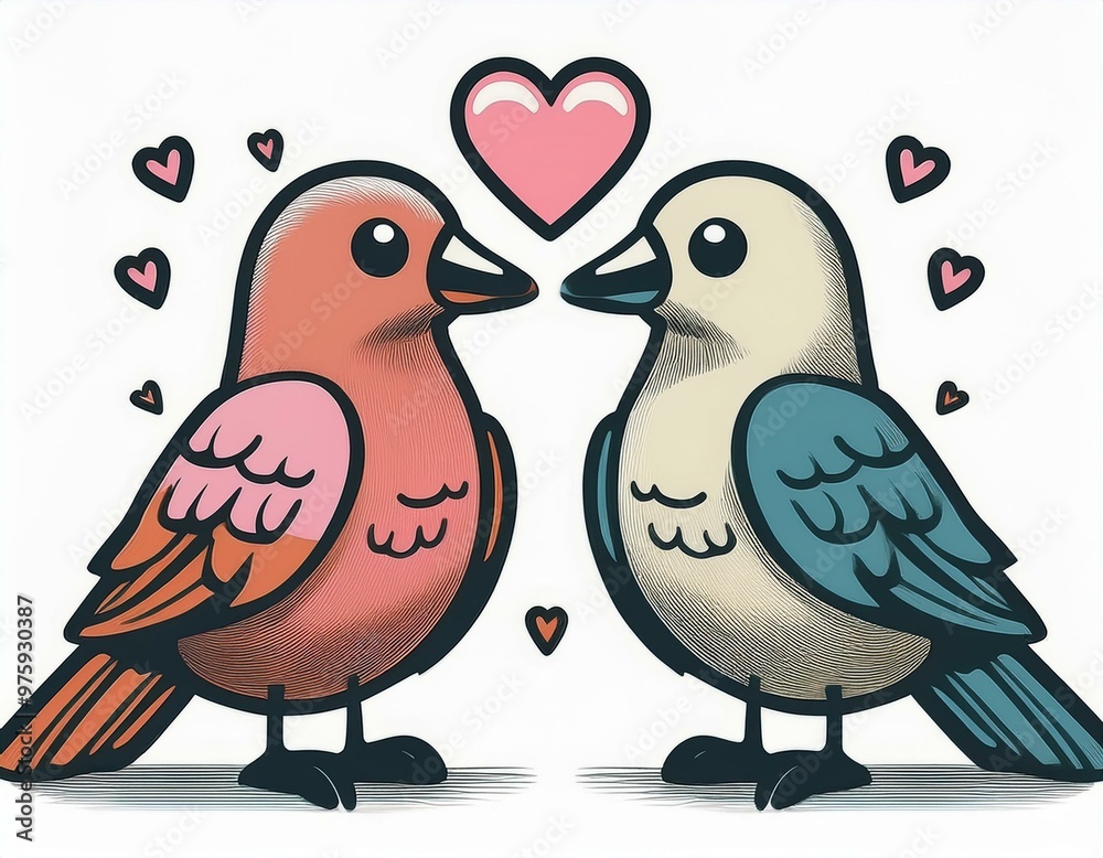 Animated drawing illustration of a couple of birds on Valentine's Day. Valentine's Day Animated drawing illustration of a couple of birds on Valentine's Day. Valentine's Day