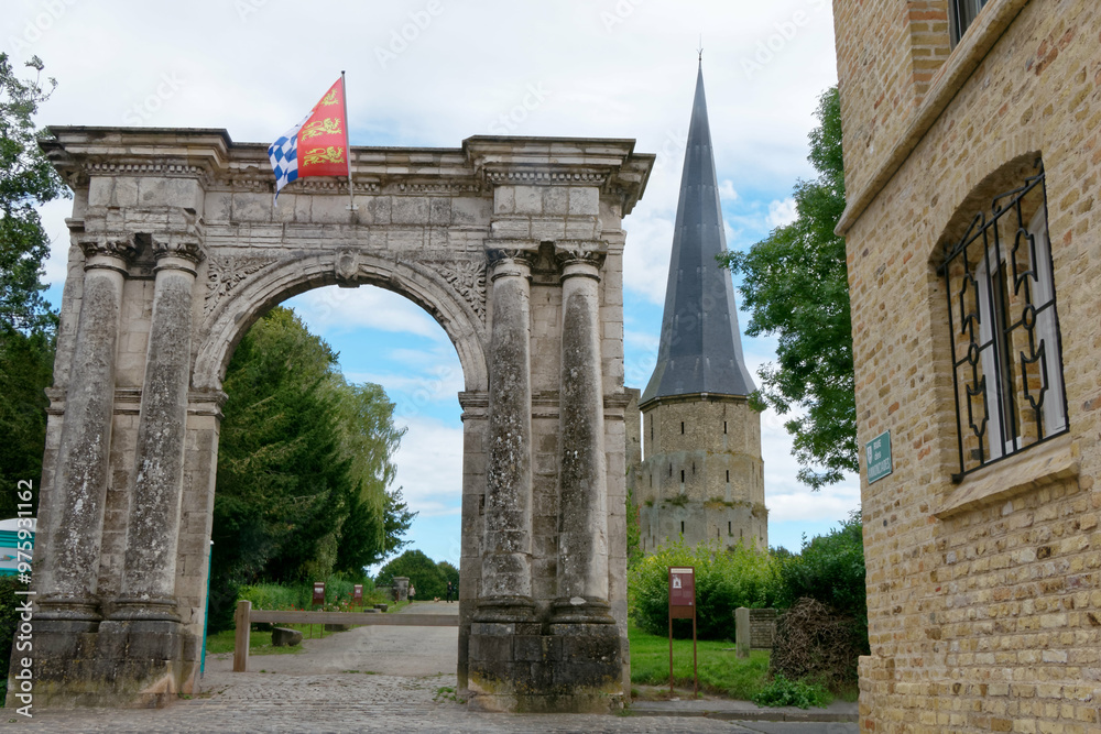 Fototapeta premium La Porte de Marbre entrée de l'abbaye Saint-Winoc à Bergues - Nord - France 