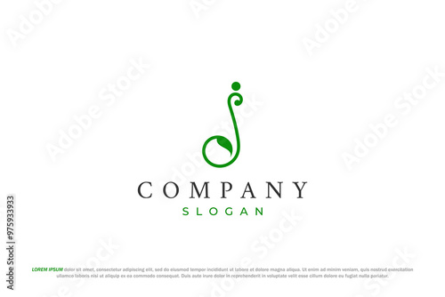 letter j leaf and nature logo