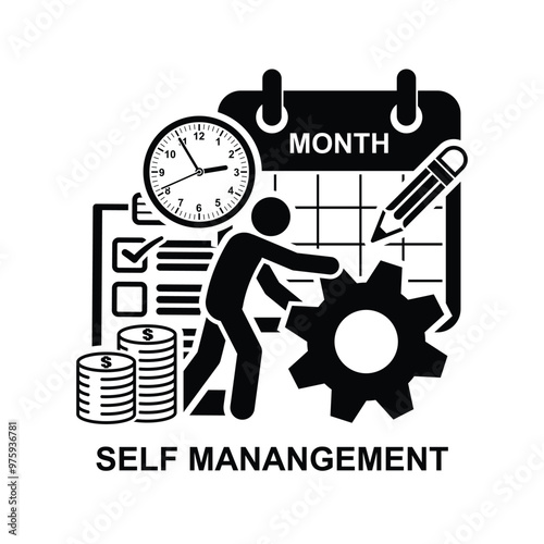 Self management icon isolated on background vector illustration.