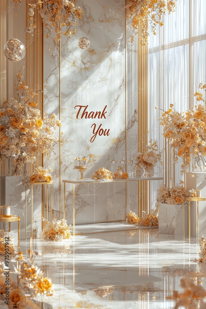 Elegant floral 'Thank you' scene with candles and flowers Elegant floral 'Thank you' scene with candles and flowers