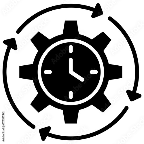 Time management icon with glyph style