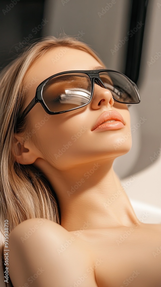 Young Woman Relaxing in Sunglasses Under Bright Sunlight During a Summer Afternoon
