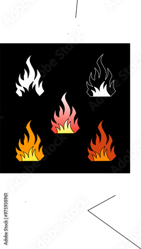 Fire set icon stock vector,flame icon image,fire icon stock in black background  photo