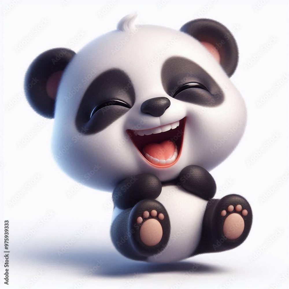 Naklejka premium 3D lachendes Pandabär Baby