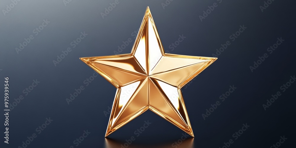 A three-dimensional gold star icon with sharp edges and a reflective surface, isolated on a transparent background, symbolizing achievement A three-dimensional gold star icon with sharp edges and a reflective surface, isolated on a transparent background, symbolizing achievement