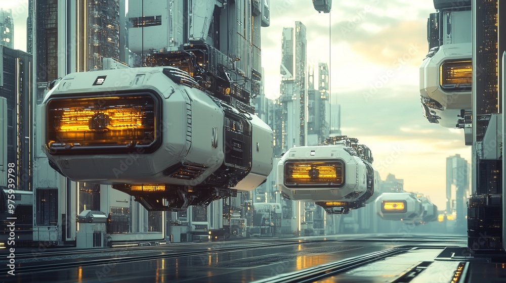 futuristic cargo boxes delivery system 