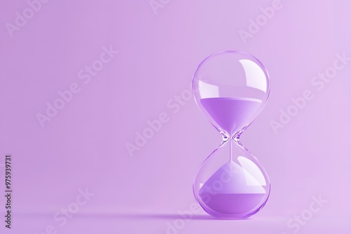 Minimalist purple hourglass with reflections on surface