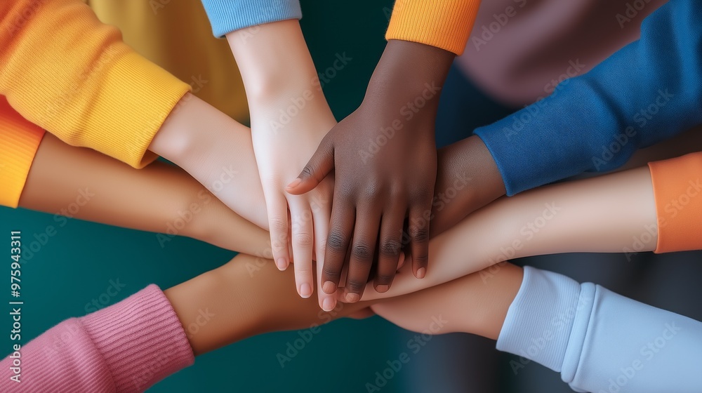 Diverse hands coming together in unity and teamwork. Symbol of collaboration and support. Diverse hands coming together in unity and teamwork. Symbol of collaboration and support.