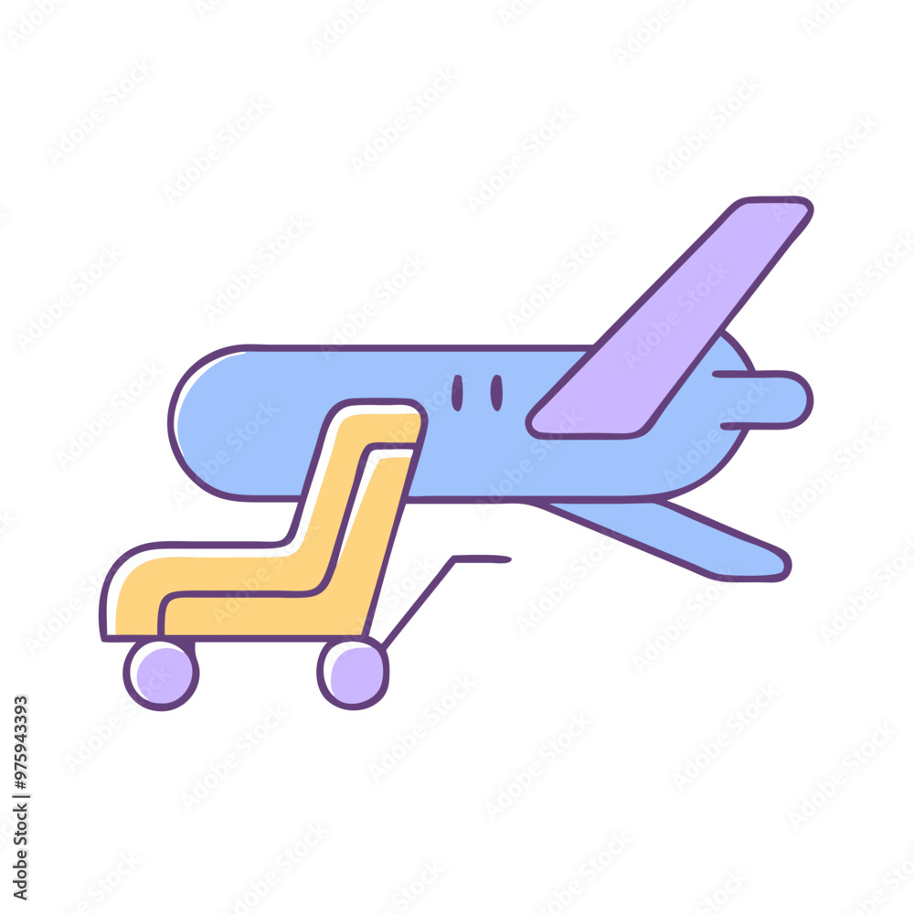 Accessible Airplane Icon in Blue, Lavender, and Peach Tones Accessible Airplane Icon in Blue, Lavender, and Peach Tones