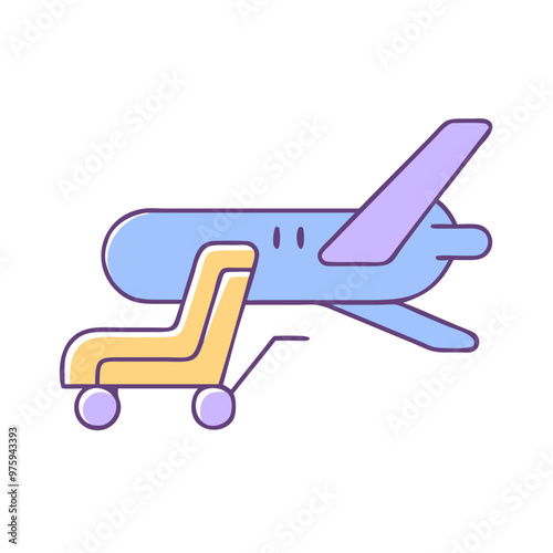 Accessible Airplane Icon in Blue, Lavender, and Peach Tones
