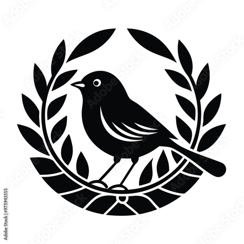 A minimalist persuasive logo of a robin for garden