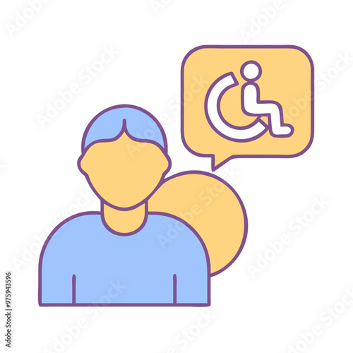 Cognitive Disability Icon in Blue, Lavender, and Peach Tones
