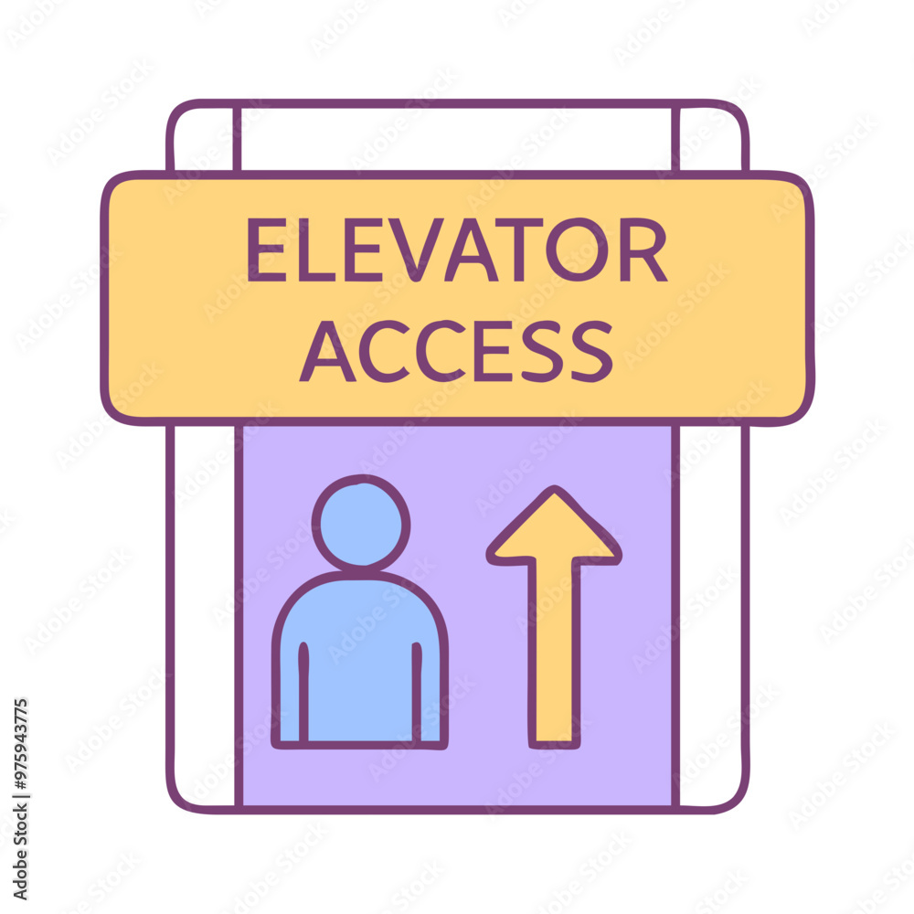 Elevator Access Icon in Blue, Lavender, and Peach Tones Elevator Access Icon in Blue, Lavender, and Peach Tones