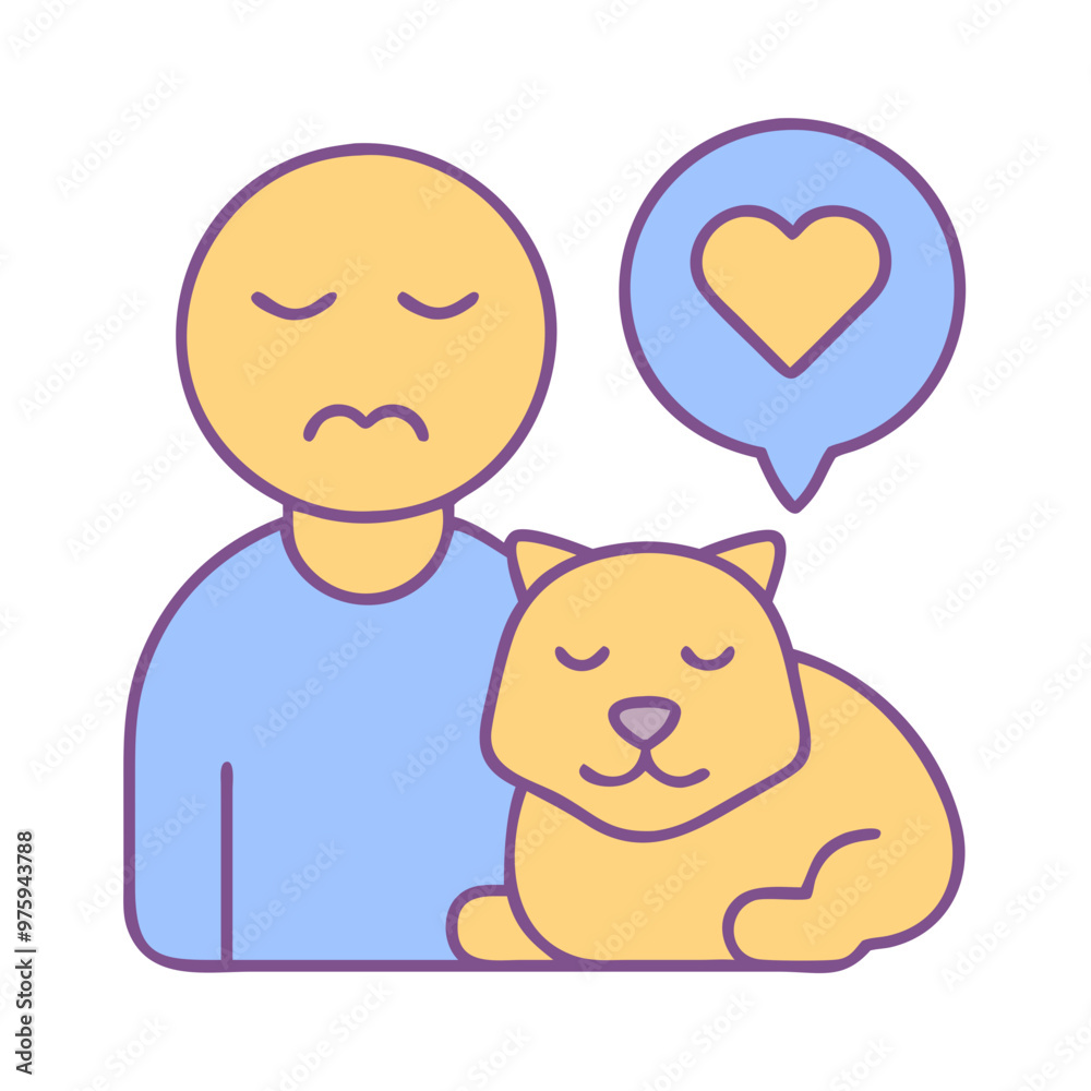 Emotional Support Animal Icon in Blue, Lavender, and Peach Tones Emotional Support Animal Icon in Blue, Lavender, and Peach Tones
