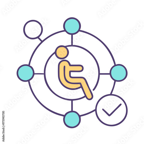 Disability Network Icon in Blue, Lavender, and Peach Tones