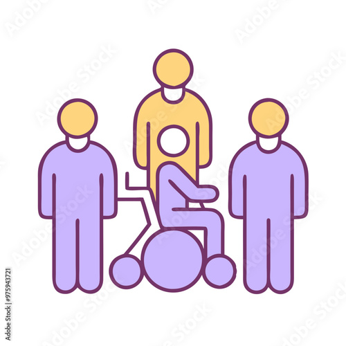 Disability Leadership Icon in Blue, Lavender, and Peach Tones