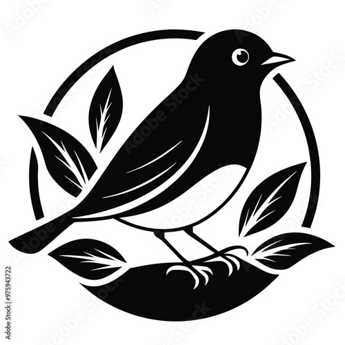 A minimalist persuasive logo of a robin for garden