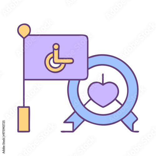 Disability Pride Icon in Blue, Lavender, and Peach Tones