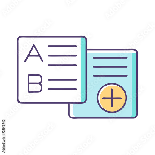 Dyslexia Support Icon in Blue, Lavender, and Peach Tones