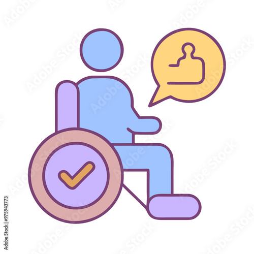 Disability Research Icon in Blue, Lavender, and Peach Tones