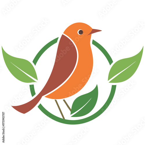 A minimalist persuasive logo of a robin for garden