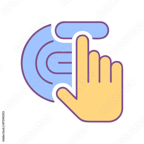 Minimalistic Sign Language Icon in Blue, Lavender, and Peach Tones