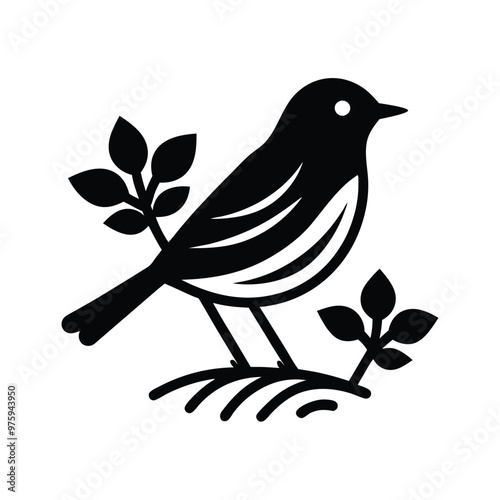 A minimalist persuasive logo of a robin for garden