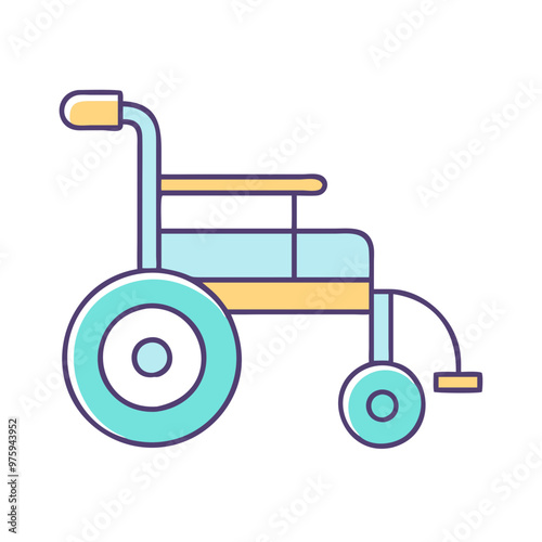 Power Wheelchair Icon in Blue, Lavender, and Peach Tones