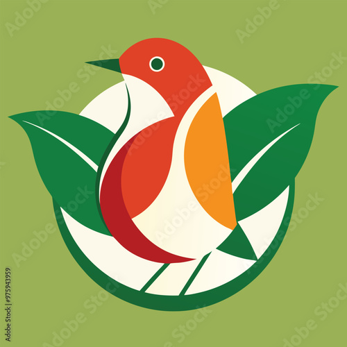 A minimalist persuasive logo of a robin for garden