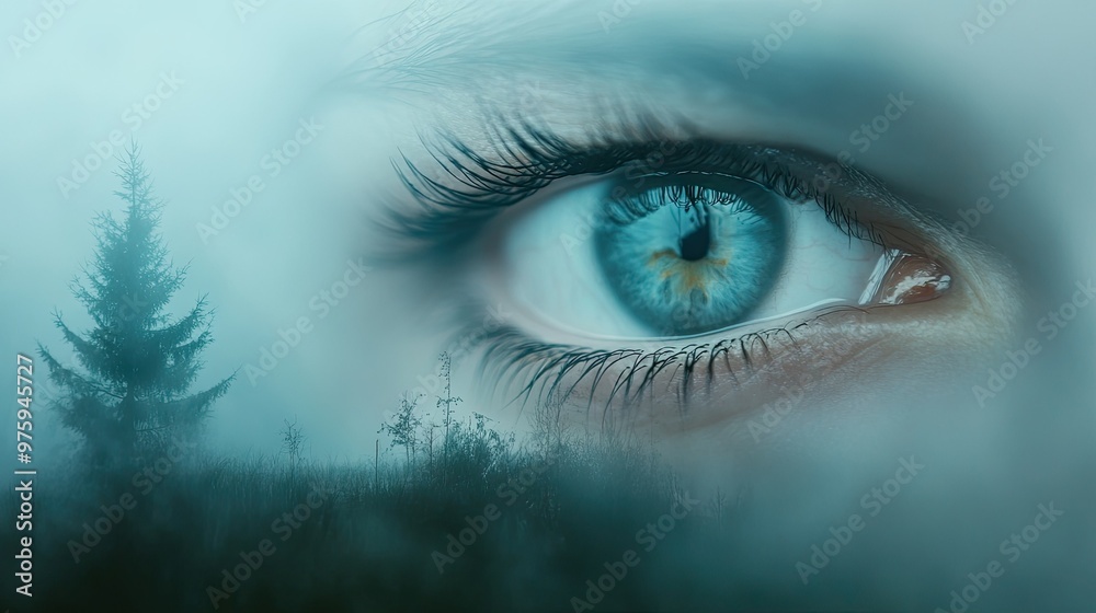 Visual representation of blurry vision due to cataracts, with an outdoor scene partially obscured by foggy vision. - Visual representation of blurry vision due to cataracts, with an outdoor scene partially obscured by foggy vision. -