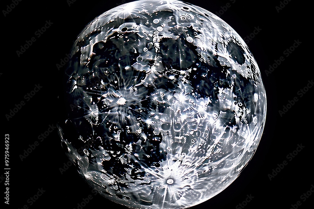 A bright full moon with detailed craters set against a clear, dark night sky with subtle clouds and stars A bright full moon with detailed craters set against a clear, dark night sky with subtle clouds and stars