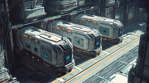 futuristic cargo boxes delivery system 