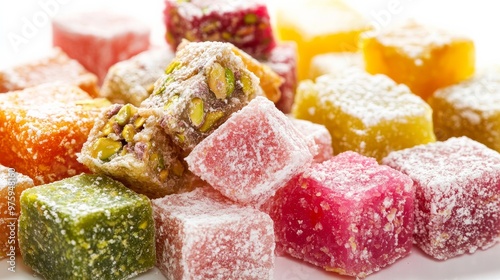 Close-up of Turkish delight sweets