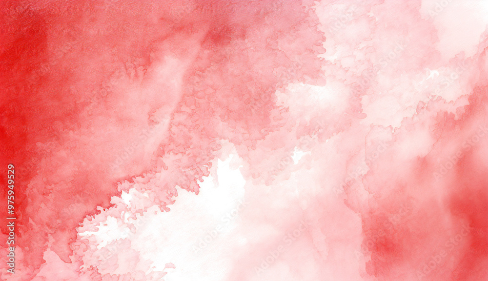 Fototapeta premium Watercolor wash in soft red hues creates a delicate, romantic background with a transparent center
