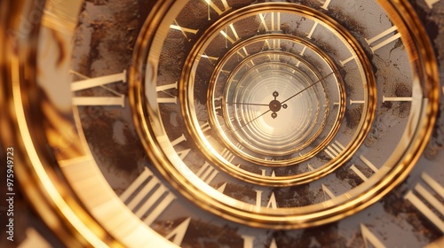 Abstract clock face with spiral of time. photo