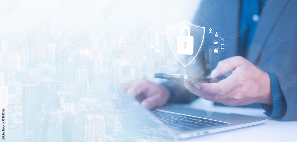 Cyber security protection program to protect password login information on websites and online internet networks securely and confidentially to prevent hackers from accessing financial information. Cyber security protection program to protect password login information on websites and online internet networks securely and confidentially to prevent hackers from accessing financial information.
