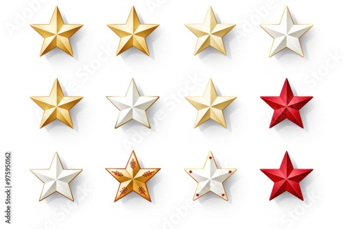 A diverse group of star icons ranging from classic five-pointed stars to more abstract shapes