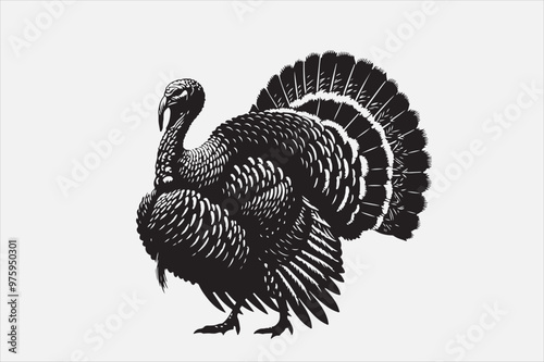 A Beautiful Turkey Silhouette Vector Design.