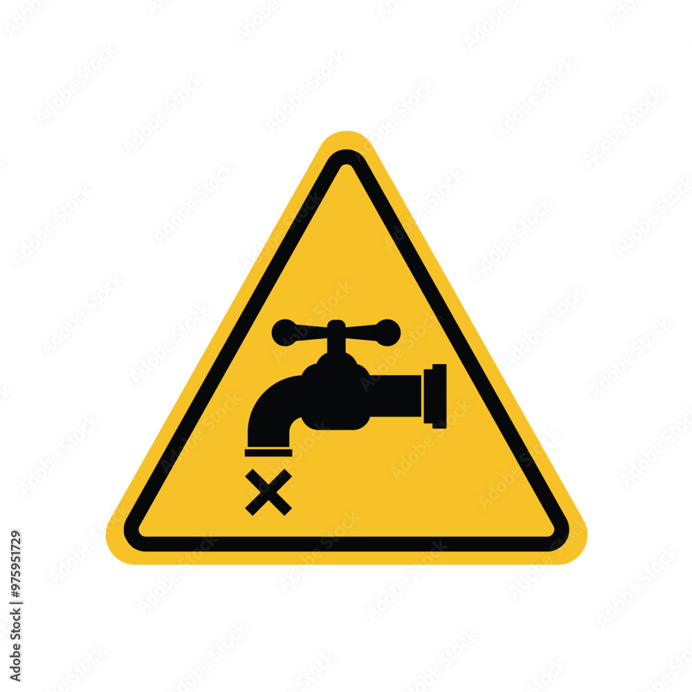 drought warning sign, tap with cross on yellow triangle board. Suitable for posters and web icons drought warning sign, tap with cross on yellow triangle board. Suitable for posters and web icons