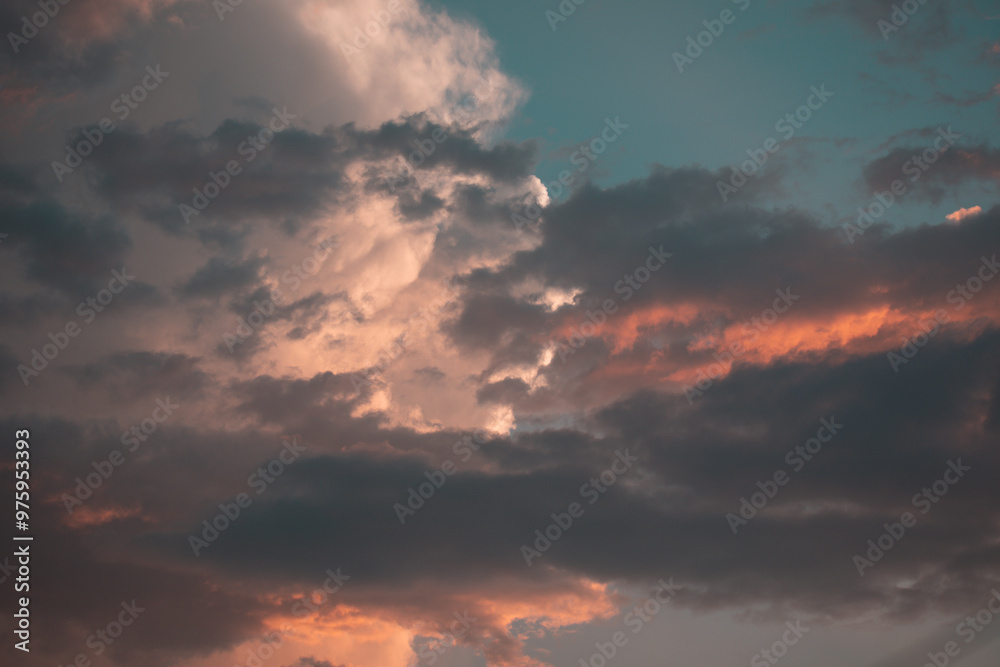 Blue sky with orange clouds during the golden hour. Blue sky with orange clouds during the golden hour.