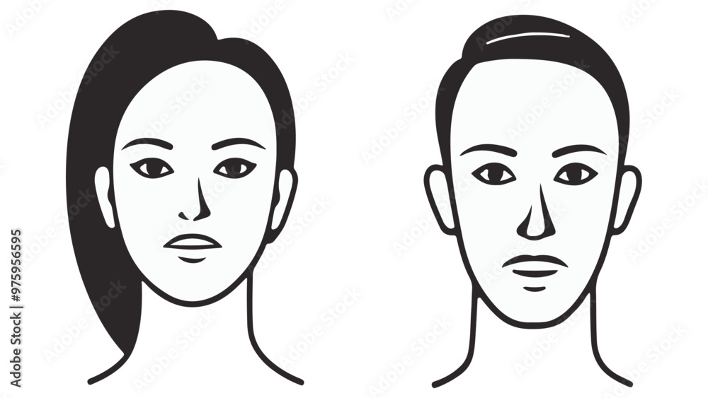 man and woman face illustration in vector man and woman face illustration in vector
