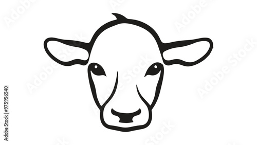 head of a baby cow outline simple vector illustration